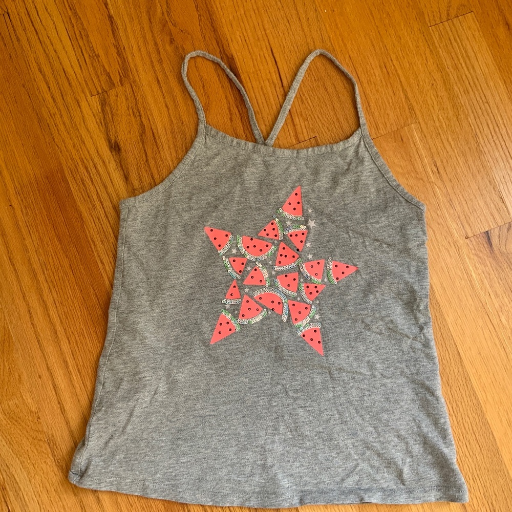 GAP Girls Gray Large Sequined Watermelon Tank Top